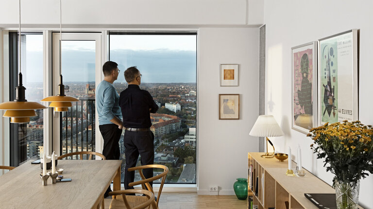 Udsigt fra lejlighed i højhuset Nordbro i København